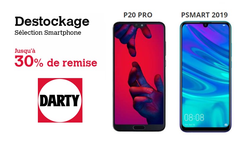 Destockage Darty : les bons plans continuent avec le Huawei P20 Pro à 549 euros et P Smart 2019 à 229 euros