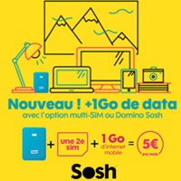 Nouveau chez Sosh : 1Go de data offert avec l’option Multi Sim ou Domino Sosh !