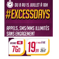 ExcessDays Virgin Mobile : 7Go en 4G + appels illimités pour moins de 20€