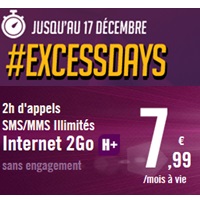Nouveau #Excessdays : Un forfait 2 Heures + 2Go à seulement 7.99€ chez Virgin Mobile