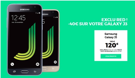Bon plan : le Samsung Galaxy J3 à 120 euros avec un forfait RED BY SFR