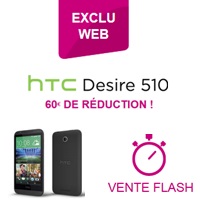 Vente Flash : HTC Desire 510 à moins de 100€ avec un forfait sans engagement Bouygues Telecom 