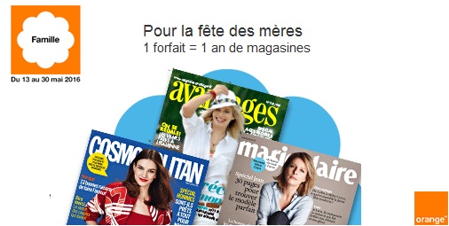 Cadeau fête des mères : un an d'abonnement à un magazine offert avec un forfait Orange 