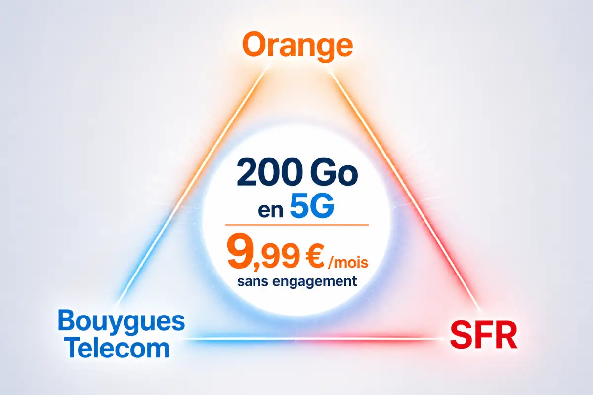 promos forfaits 200go de 5g reseau Orange, sfr et bouygues telecom