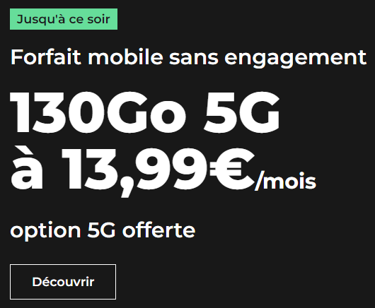 promo red by sfr 130 Go en 5G