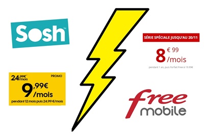 Forfait mobile pas cher : découvrez les offres 50 Go de Sosh et 60 Go de Free à moins de 10€ !