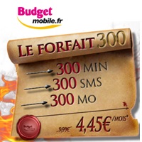 Forfait 300 : 300 mn, 300 SMS et 300 Mo pour 4.45€ !