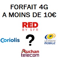 Forfait 4G sans engagement à moins de 10€ chez RED By SFR, La Poste, Coriolis et Auchan, lequel choisir ?