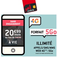 Le forfait illimité 5Go en 4G en promo à 20.99€ à vie ce Week-end chez NRJ Mobile !