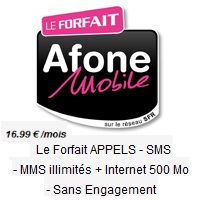 Afone Mobile lance le forfait tout illimité à 16.99€