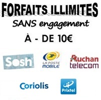 Forfait illimité pas cher sans engagement : Des offres chez Prixtel, Sosh, Coriolis, La Poste Mobile et Auchan Telecom !