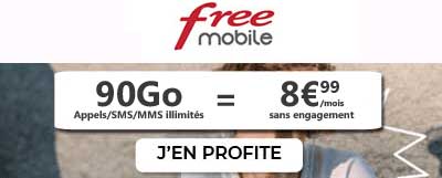 Forfait Free Mobile 90 Go à 8,99 euros