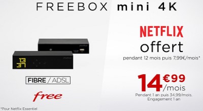 vente privée freebox mini 4K avec Netflx