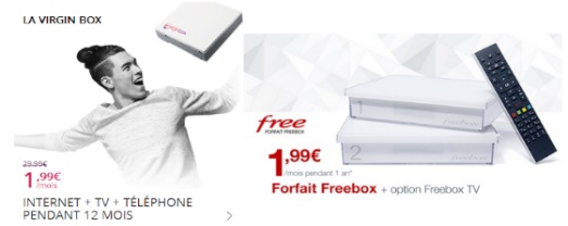 Freebox ou Virgin Box : Votre offre Internet à moins de 2€ par mois !