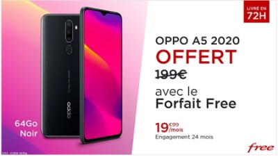 Vente privée Free Oppo A5 offert 