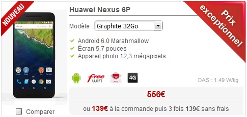 Le Nexus 6P à prix exceptionnel chez Free Mobile ! 