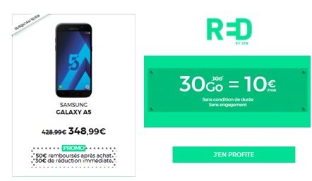 Bon plan : le Samsung Galaxy A5 2017 à 350 euros avec la série limitée RED 30Go à 10 euros