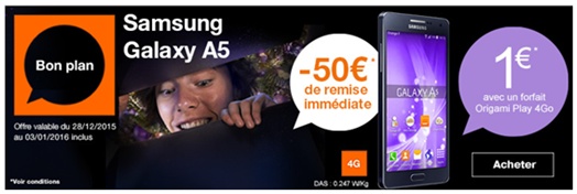 Bon plan Orange : 50€ de remise sur le Samsung Galaxy A5 !