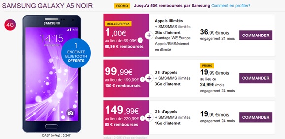 Samsung Galaxy A5 en promo à partir de 1€ chez Virgin Mobile !