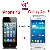 Virgin Mobile : iPhone 4S 8Go, Galaxy Ace 3 désormais disponibles à partir de 1€ !