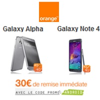 Le Samsung Galaxy Note 4 et Galaxy Alpha en promotion avec un forfait mobile chez Orange !