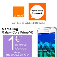 Le Samsung Galaxy Core Prime VE en promo avec un forfait bloqué M6 Mobile by Orange !