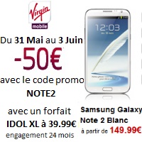 Virgin Mobile : Le Galaxy Note 2 en promotion avec un forfait mobile iDOL XL
