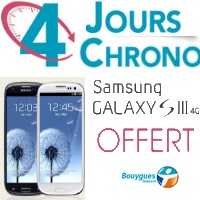 Bouygues Telecom 4 Jours Chrono : Le Samsung Galaxy S3 4G offert !