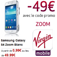 Virgin Mobile : Le Samsung Galaxy S4 Zoom en promo à 0.99€ !