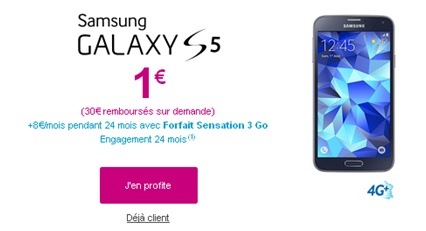 Vente Flash : Le Samsung Galaxy S5 à 1€ chez Bouygues Telecom !
