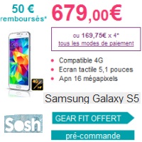 Le Samsung Galaxy S5 en précommande avec un forfait mobile Sosh !