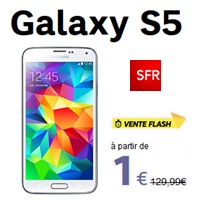 Vente flash : 100€ de remise sur le Samsung Galaxy S5 avec un forfait SFR !