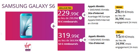 Le Samsung Galaxy S6 au meilleur prix avec un forfait Virgin Mobile !