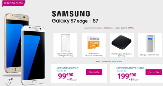 Samsung Galaxy S7 ou S7 Edge : un accessoire au choix offert avec un forfait Bouygues Telecom