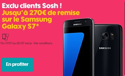 Le Samsung Galaxy S7 à 329 euros chez SOSH à saisir rapidement (exclu Client SOSH)
