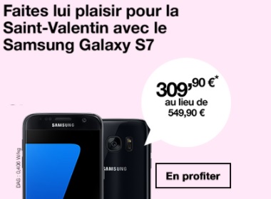 Super promo : le Galaxy S7 à 310 euros sans abonnement pour la Saint-Valentin chez Orange