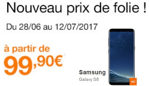 Dernières heures pour obtenir le Samsung Galaxy S8 à 99.90 euros chez Orange
