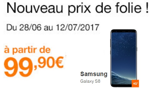 Galaxy S8 : profitez d'un tarif préférentiel avec un forfait Orange Jet ou Play via le WEB