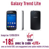 Bon plan Virgin Mobile : Le Samsung Galaxy Trend Lite en promo avec un forfait sans engagement !
