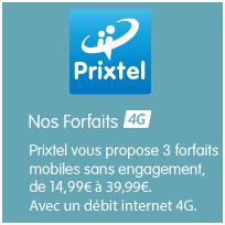 Un forfait 4G avec 1Go de data à 14.99€ chez Prixtel !