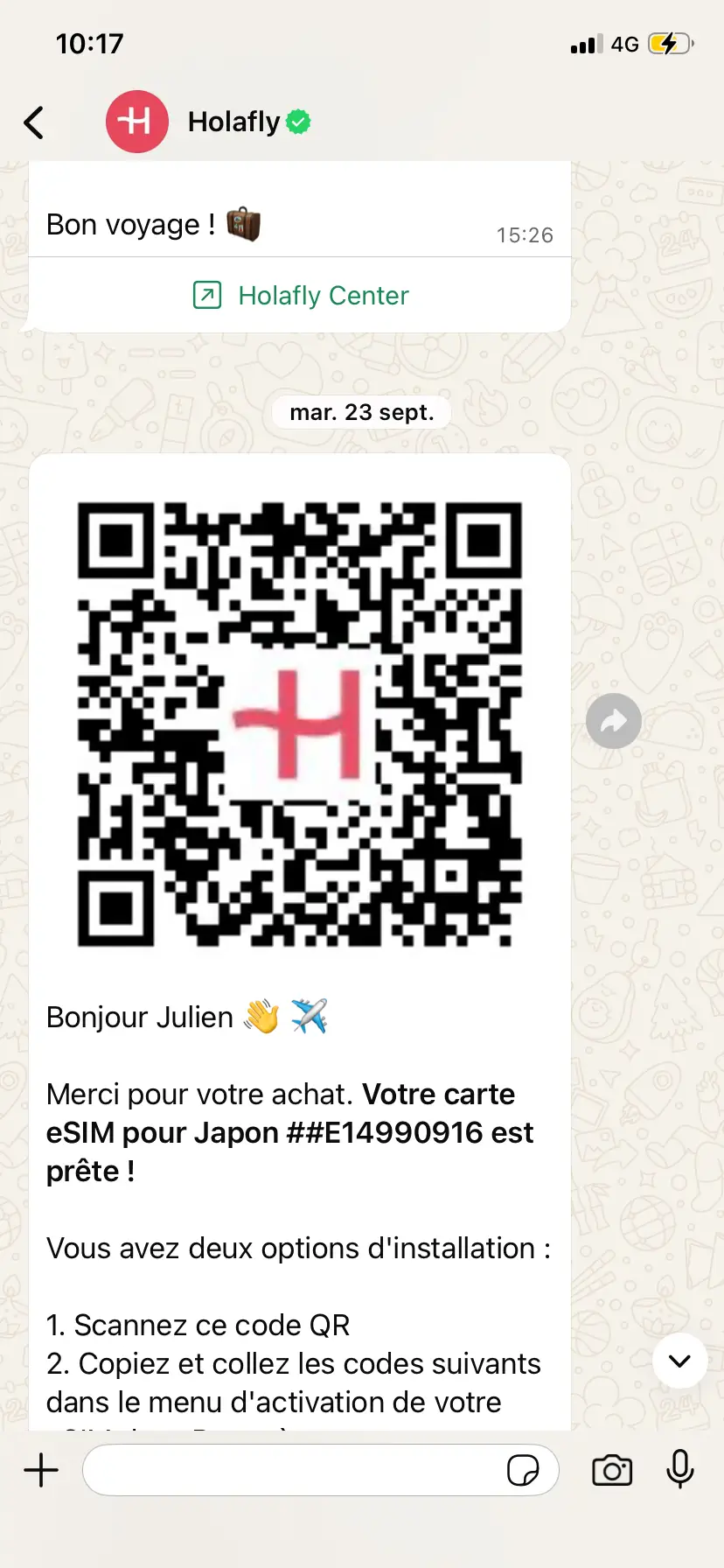 holafly activation esim voyage japon
