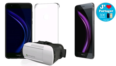 Bon plan : le Honor 8 à 369.99 euros avec un casque VR et une coque transparente offerts 