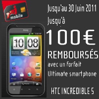 Le HTC Incredible S à 1euro avec un forfait Ultimate Smartphone chez NRJMobile