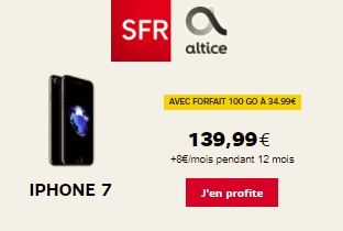 Bon plan : l'iPhone 7 à 139.99 euros avec la série limitée 100Go de l'opérateur SFR