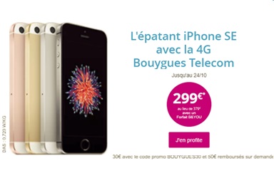Bon plan : l'iPhone SE à 299 euros avec la série limitée B&You 30Go de Bouygues Telecom