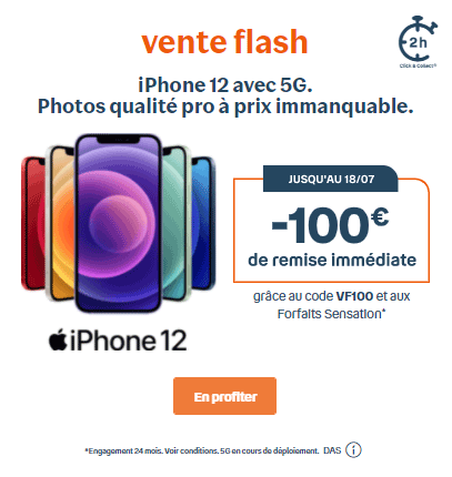 Vente flash iphone 12 Bouygues 