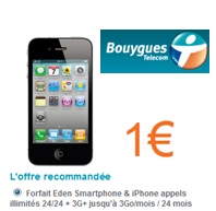 L'iPhone 4 8Go à seulement 1€ chez Bouygues Telecom, c'est en ce moment et c'est en exclusivité !