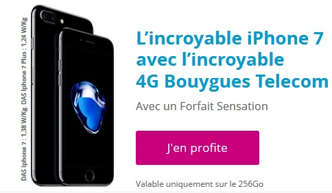Vente flash Bouygues Telecom : 100 euros de remise immédiate sur l'iPhone 7 256Go