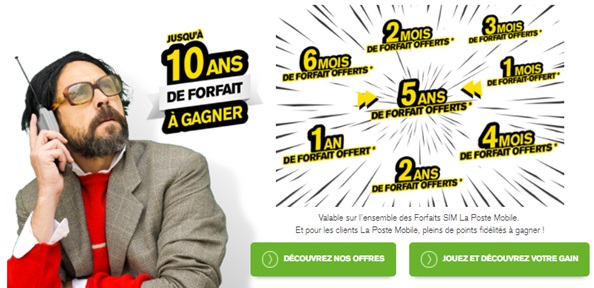 Jusqu'à 10 ans de forfait à gagner avec l'opérateur La Poste Mobile