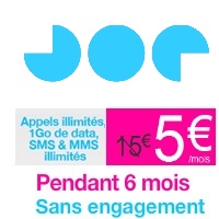 Vente flash jusqu'à midi : Profitez d'un forfait illimité à 5€ chez Joe Mobile !